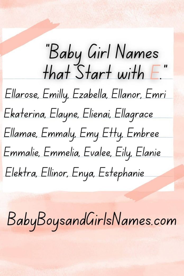 Girl names that start with e | girl names with e