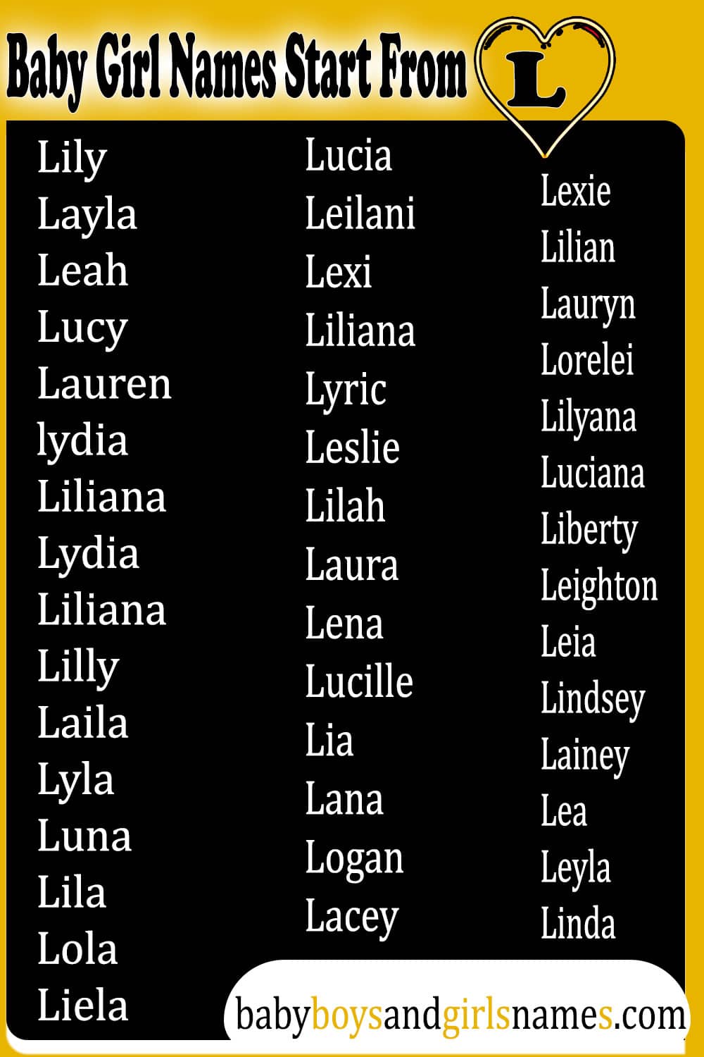 2024 Baby Girl Names That Start With L - Baby boys and girls names